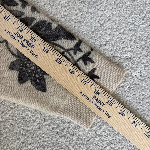 Anthropologie The Alani Cashmere Pilcro Mock-neck Sweater Beige Floral Large - Picture 15 of 16